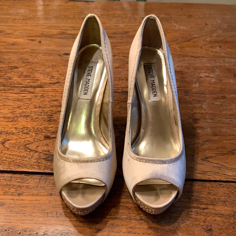 Steve Madden Satin Feelixx Open Toe Heels